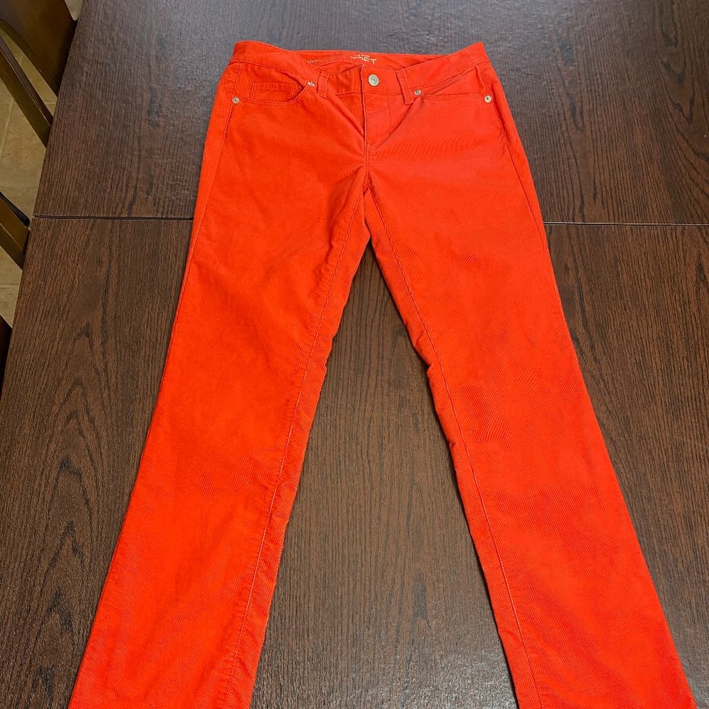 ANN TAYLOR LOFT ORANGE Pants. 26/2 Modern Straight. Size 2 Baby Wale Corduroy